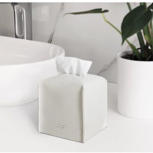 Kleenex Box Cover Square Leather White